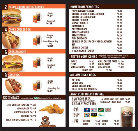 fast food menu prices